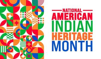 American Indian Heritage Month is observed every year in August. Holiday concept. Template for background, banner, card, poster, placard, design template with unique shapes with standard color. vector