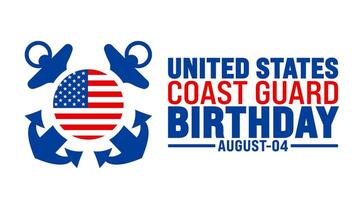 us coast guard birthday is observed every year in August. Holiday concept. Template for background, banner, card, poster, placard, design template with unique shapes with standard color. vector