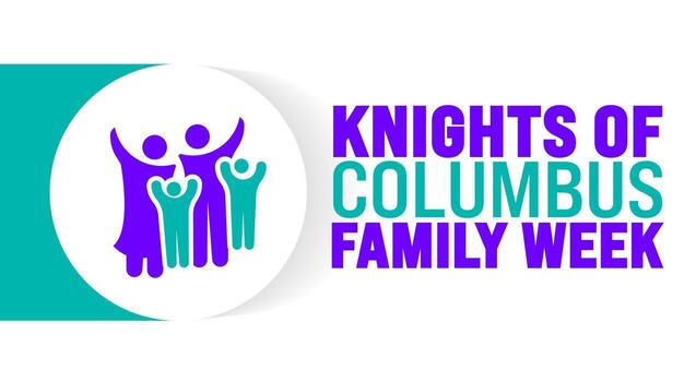 Knights of Columbus Family Week is observed every year in August. Holiday concept. Template for background, banner, card, poster, placard, design template with unique shapes with standard color. vector