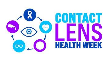 Contact Lens Health Week is observed every year in August. Holiday concept. Template for background, banner, card, poster, placard, design template with unique shapes with standard color. vector