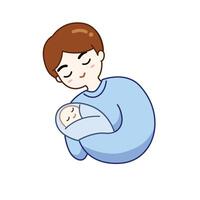 Man is hugging baby. Father's day concept for event, parent, love, illustration vector