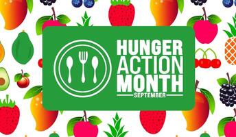 Hunger Action Month is observed every year in September. Holiday concept. Template for background, banner, card, poster, placard, design template with unique shapes with standard color. vector