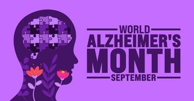 World Alzheimer's Month is observed every year in September. Holiday concept. Template for background, banner, card, poster, placard, design template with unique shapes with standard color. vector