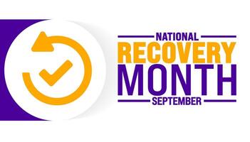 National Recovery Month is observed every year in September. Holiday concept. Template for background, banner, card, poster, placard, design template with unique shapes with standard color. vector
