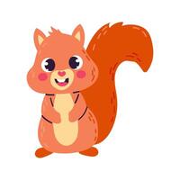Squirrel. Cartoon drawing flat illustration ,cute character isolate on White background. For web design and print. Forest wild animal. vector