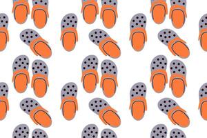 Seamless pattern with colorful flip flops, summer slippers on a white background. Pool shoes background, print, vector
