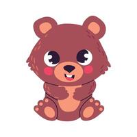 Bear illustration. Cartoon cute wild forest animal. Simple flat illustration of a bear in a sitting position on a white background. Used for web design and printing. vector