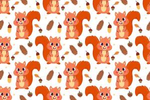 Squirrel. Cartoon drawing flat illustration ,cute character isolate on White background. For web design and print. Forest wild animal. vector