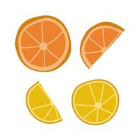 Set of citrus fruit illustrations. Lemons and oranges Slices for hot and cool drinks . vector