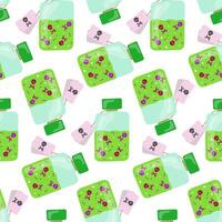Seamless Pattern with Glass Bottles of Colorful Potions for Magical and Fantasy Designs vector