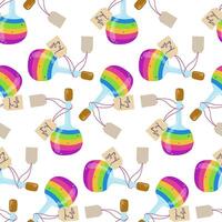 Seamless Pattern with Glass Bottles of Colorful Potions for Magical and Fantasy Designs vector
