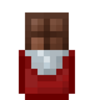 A retro-styled pixel-art illustration of a mini chocolate bar inside of a red wrapper. png