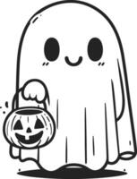 A Detailed Line Art Representation of a Halloween Ghost vector