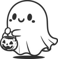 Finely Crafted Line Art of a Mystical Ghost in the Halloween Night vector