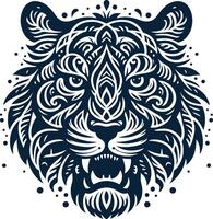 The Piercing Eyes of a Tiger's Shadowed Face vector
