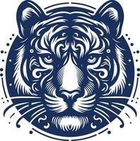 The Silent Roar A Fierce Tiger Face Emerging from the Shadows vector
