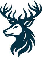 A Striking Black Silhouette of a Deer Face in Vectors Format