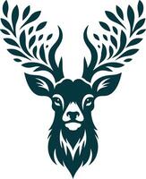 A Minimalist Black Silhouette of a Deer Face in Clean Vectors Lines
