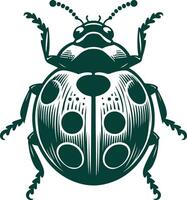 Detailed Silhouette Artwork of a Ladybug Capturing the Essence of Its Unique Shape vector
