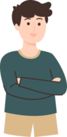 Man Crossed arm while Looking Something Happy png