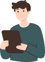 Man with Tablet Smiling Cheerfully png