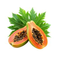 papaya sliced with leaves png