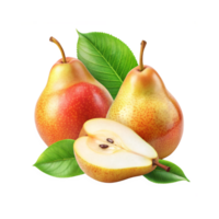 fresco peras fatiado com folhas png