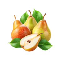 Fresh Pears with green leaves png
