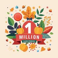 One Million Subscriber text design template. 1 Million Subscribers light banner design element colorful modern advertising . vector