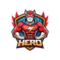 Super hero mascot logo icon with hero text vector