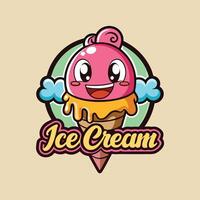 ice cream in a Waffle Cone on a light Background. Vanilla ice cream in a waffle cone. logo icon design vector