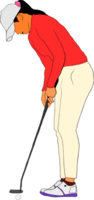 Female Golfer playing art for design. png