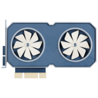 a graphics card with two bitcoin fans on it png