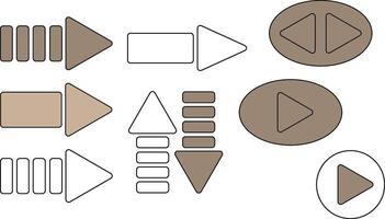 Set of Outline and Colored Button Arrows Pro vector