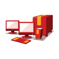 Computer with screens Mascot Logo Design with Modern illustration Concept Style for Badge and T Shirt Printing vector