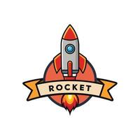 Rocket missile launch with fire flame logo icon with text rocket design vector