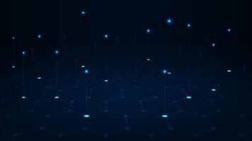 Abstract technology big data streams ultra speed with hexagon cell on dark blue background. vector