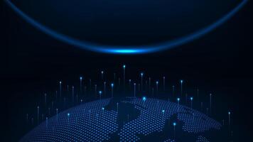 Futuristic big Data. Abstract digital world map. Cyber network data transmission concept. vector