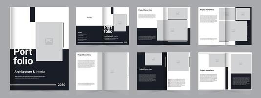 Architecture interior portfolio design template, modern and minimal architecture portfolio a4 portfolio brochure vector