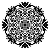 damask pattern,floral ormament,black circle damask on white background. vector
