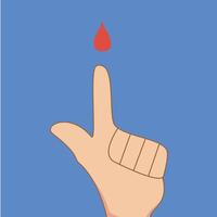 A hand and a drop of blood on world diabetes day vector