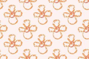 Naive floral pattern in the style of the 70s with groovy daisy flowers of natural tones. Retro design. Contemporary minimalistic trendy background for kids. Scandinavian nursery print. vector