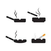 a set of cigarette ashtray icons vector