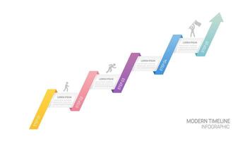 ladder Infographic connected 5 steps to success arrow growth template. Business process. illustration. vector