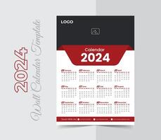 corporate business one page wall calendar 2024 design x happy new year single page wall calendar design template vector