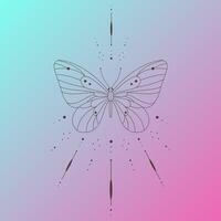 sketch of a butterfly on gradient background vector