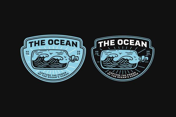 bottle with sea waves and birds badge logo collection design for industry, nautical, adventure and sailing