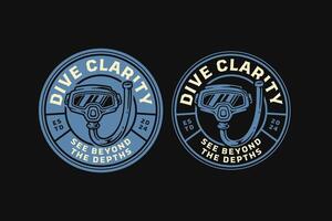 diving goggles with hose, scuba diver glasses badge logo collection design for adventure and diving vector