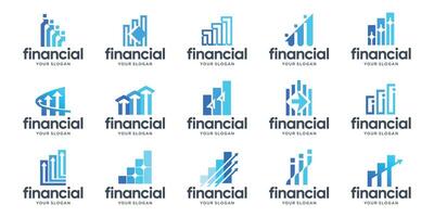 Finance logos icons collection. symbol growth icon set in a flat design. vector