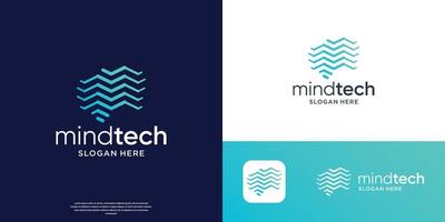 creative mind logo tech with flow line art style concept. vector